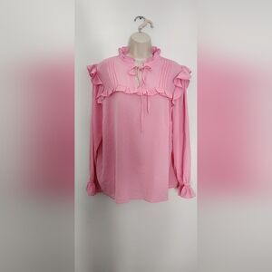 CeCe Pink Ruffled Blouse